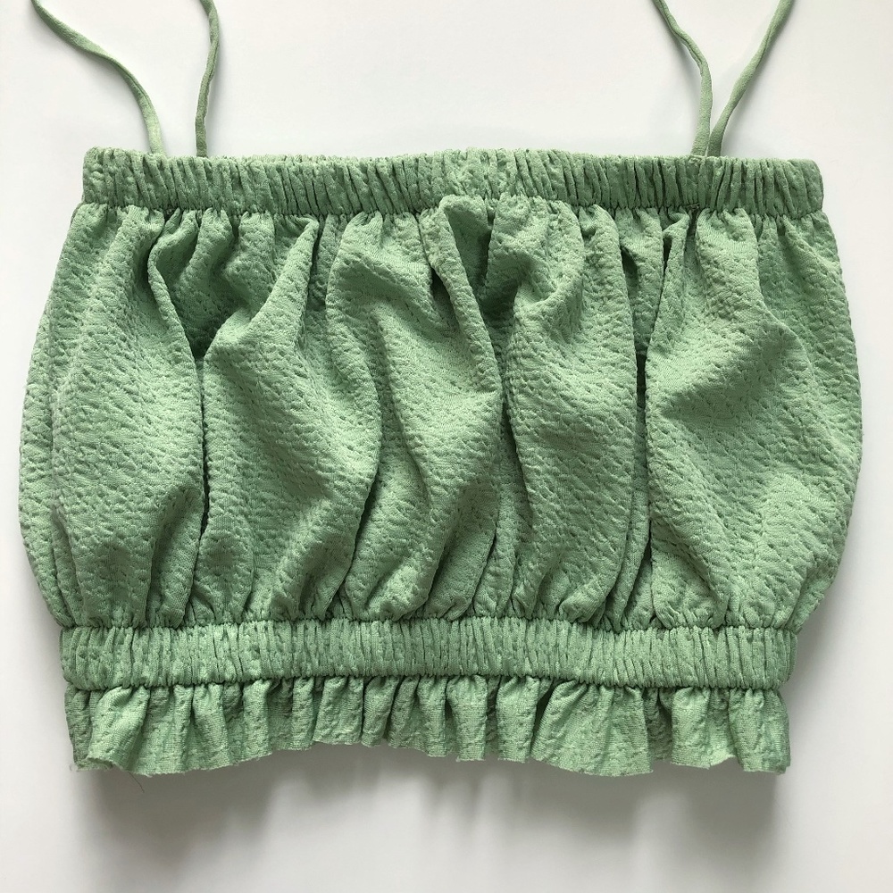 Zara B&W Collection Green Crop Tank Top